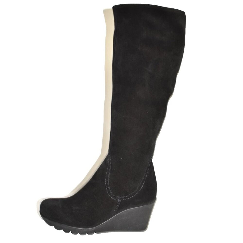 New! La Canadienne Size 6 M Women's Black Better Knee High Wedge Boot DD517